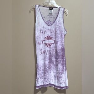 Harley Davidson, long, burnout, tank top.